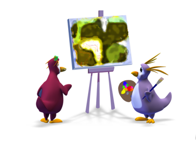 Tickles and Ruby painting